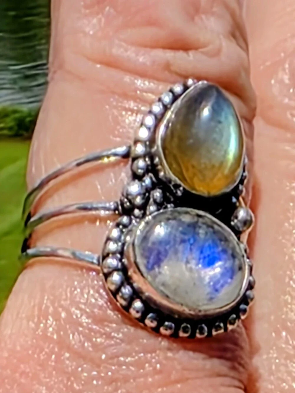 Rainbow Moonstone & Labradorite Gemstone Ring In 925 Sterling Silver (7)